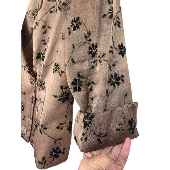 R&M Richards Plus 22W Floral Embroidered Sheer Jacket Blazer - Picture 4 of 12